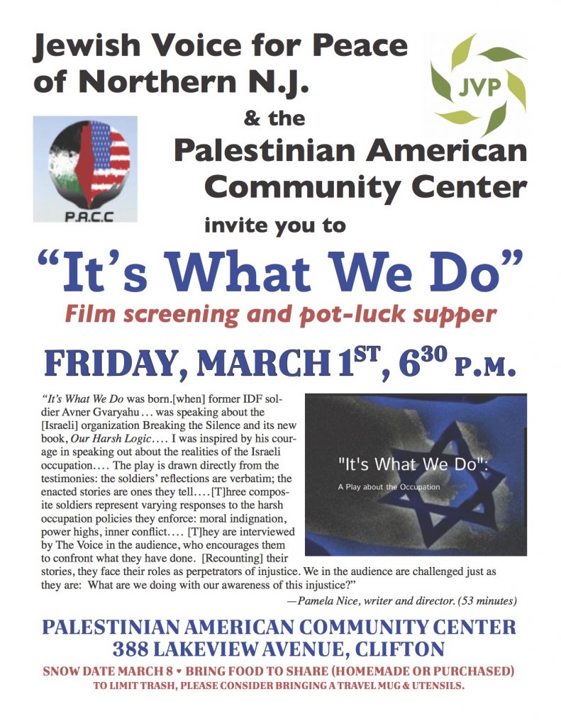 Our Events – Jewish Voice for Peace – Northern NJ